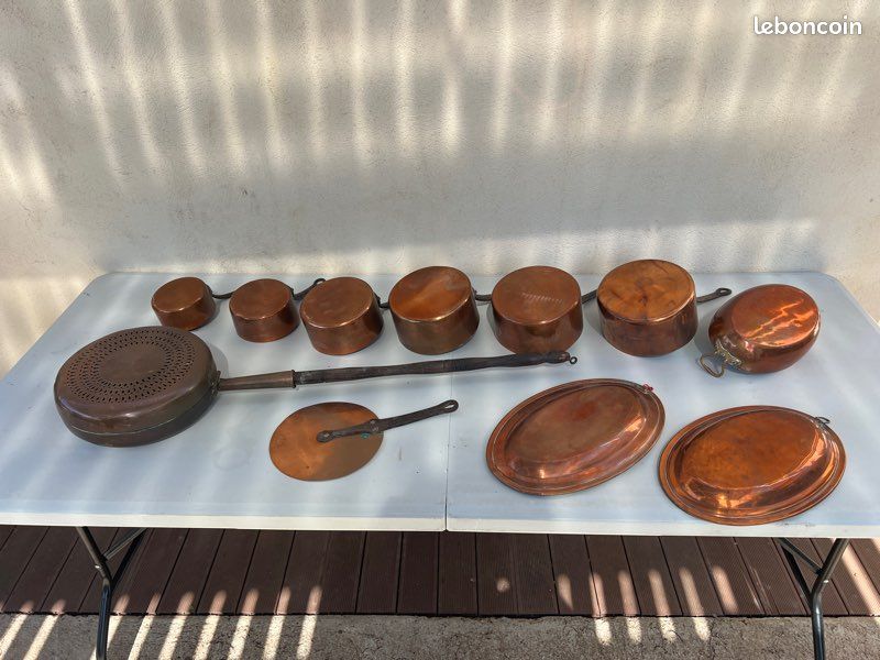 Lot de casseroles et plats en cuivre étame (image 1)