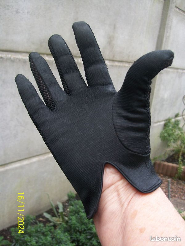 Gants Noir Neufs Coton Dessus Filet Crochet T 71/2 (image 4)