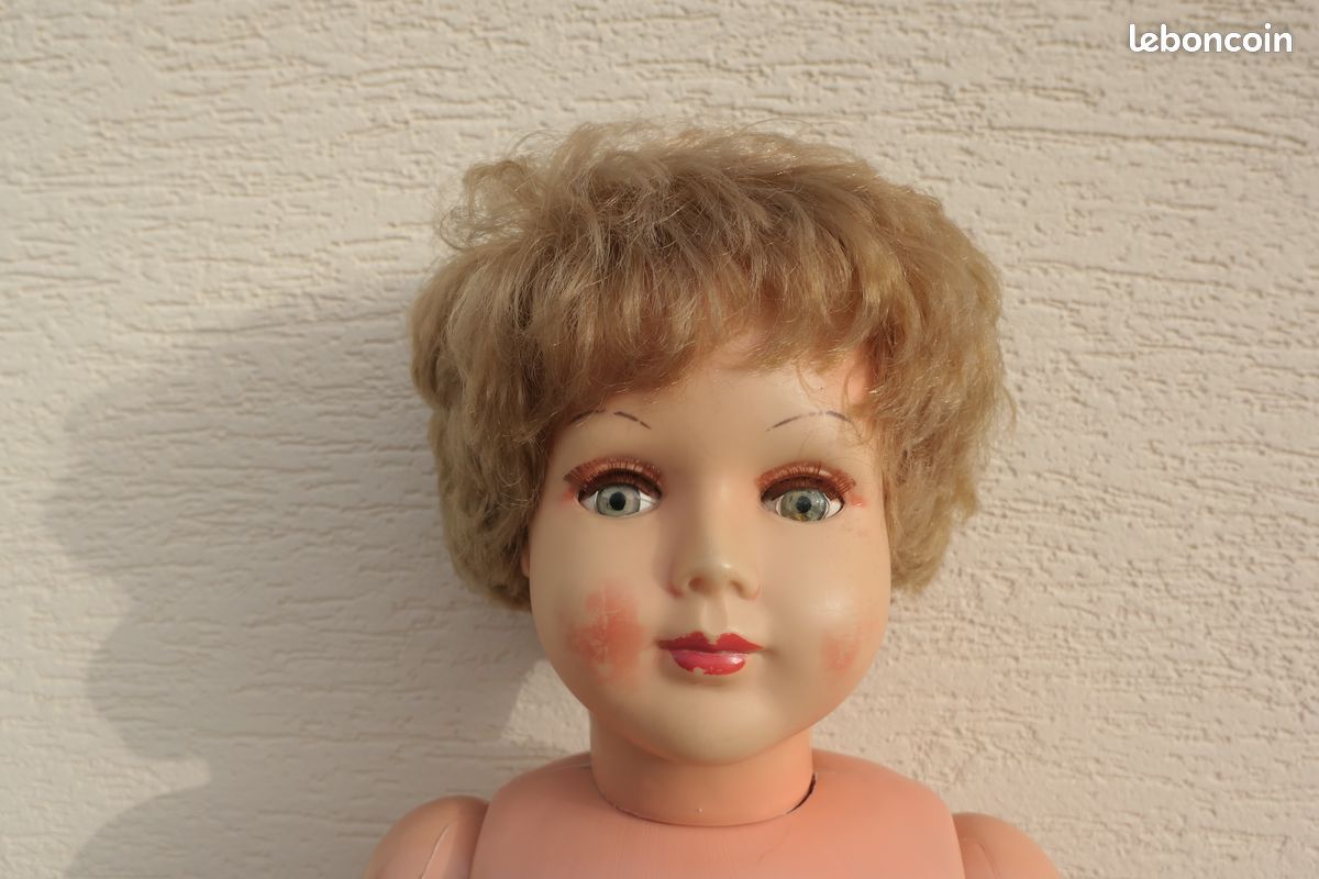 Grande Poupée Ancienne 80 Cm En Celluloïd – Yeux Mobiles – À Restaurer