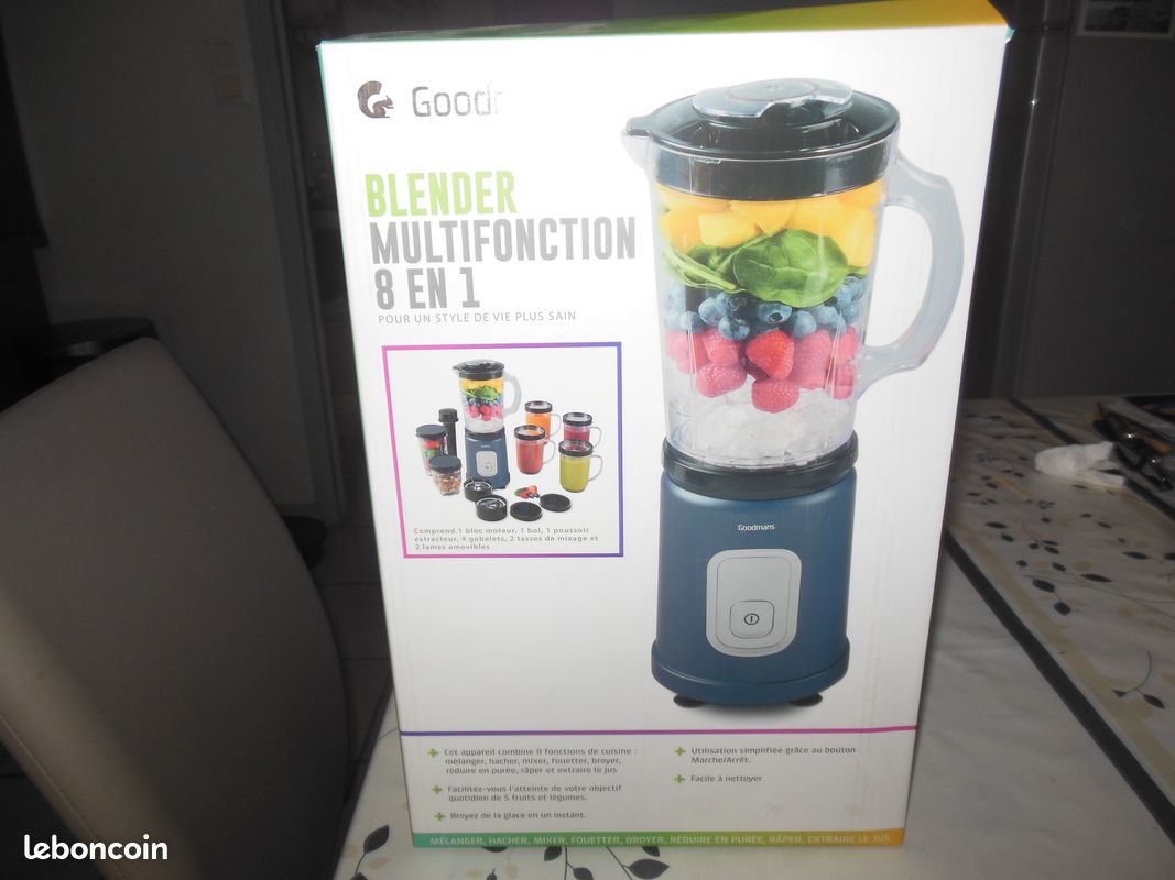 Blender Professionnel AMZCHEF 1800W 1,85L 6 Lames 8 Vitesses - Gris