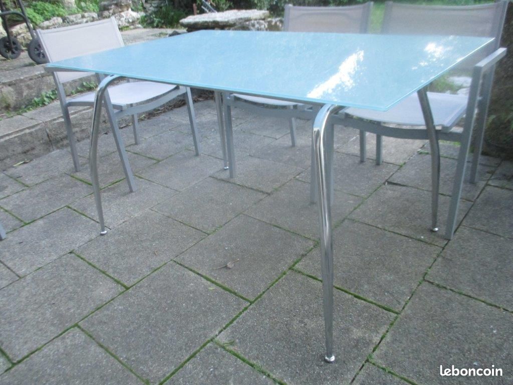 Table de terrasse en verre et inox 130X80 (image 2)