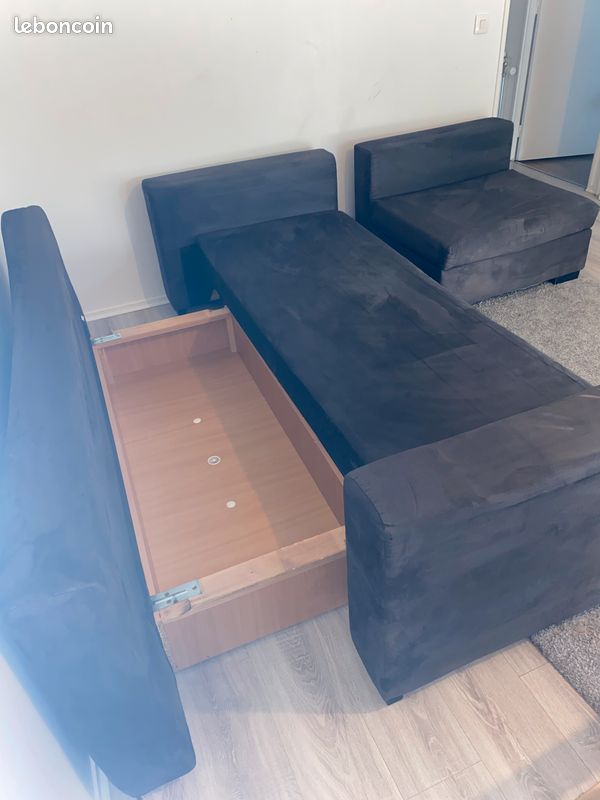 🤩 canapé angle velour noir 🤩 (image 2)