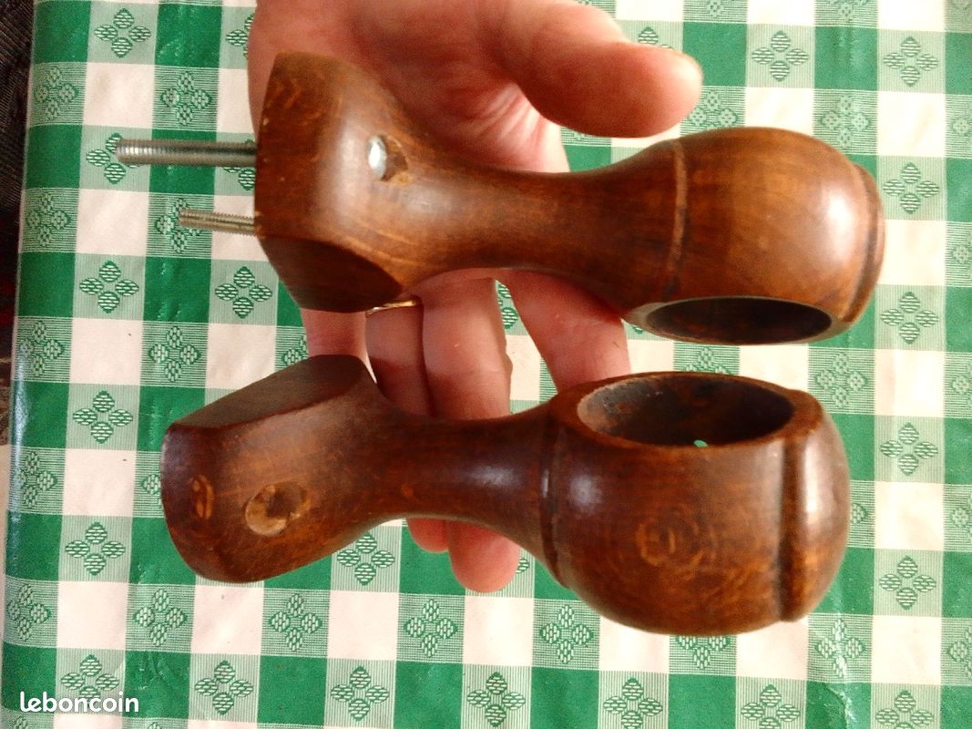 Lot 2 embases en bois marron foncé pour doubles-rideau pour doubl (image 3)