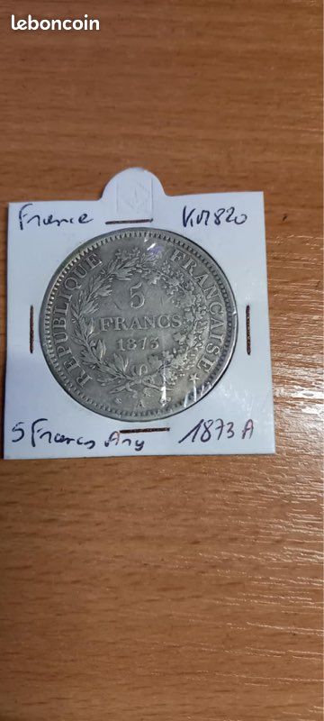 Pièce De Monnaie 5 Francs Hercule 1873 A Paris - Argent 25,05g - Qualité SUP - Comme Neuf