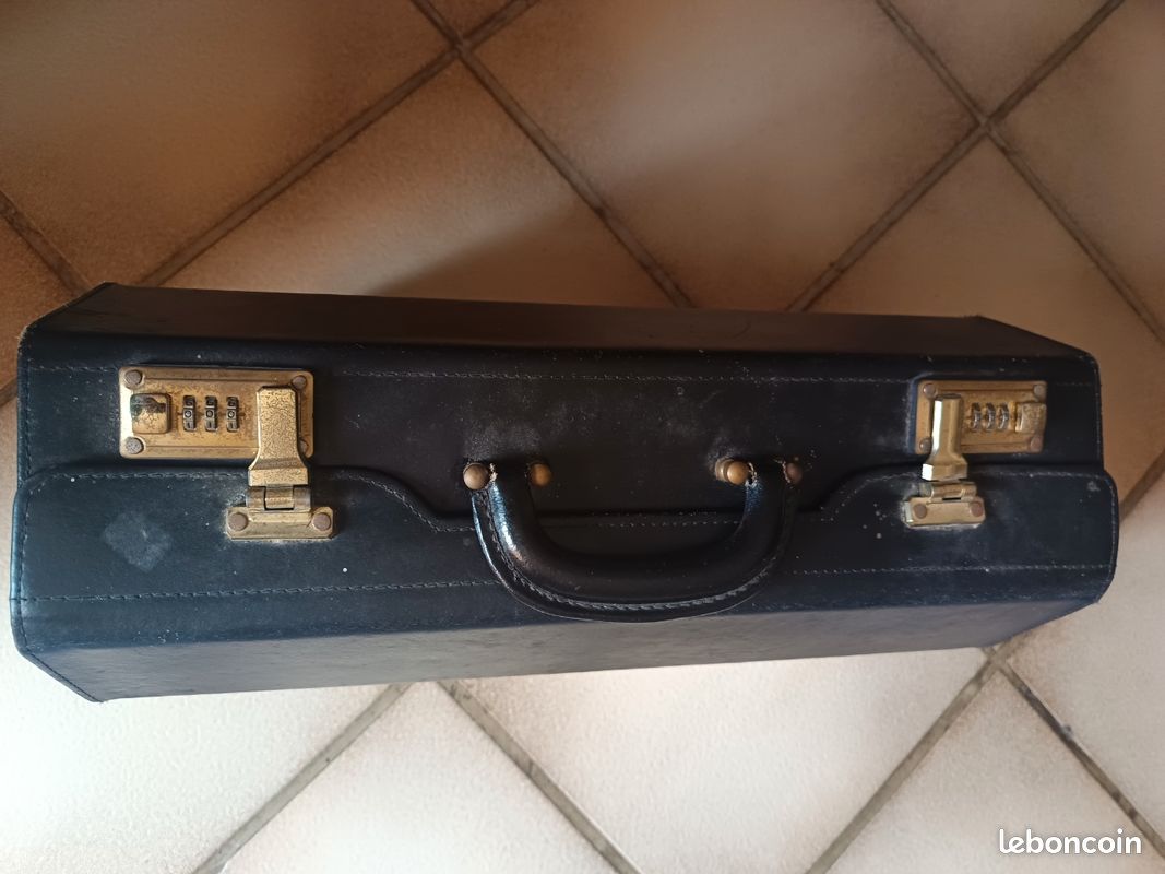 Ancienne Mallette de Médecin / Sacoche Rigide en Cuir Noir – Très Bon État (image 3)