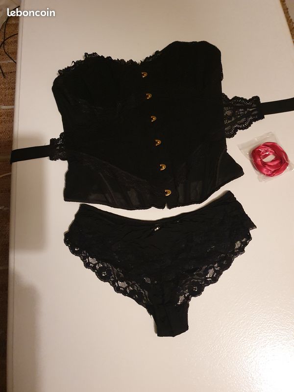Corset Baroque ajustable avec ruban rose ou noir (image 1)