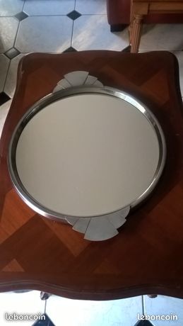 Plateau ancien à verres avec miroir début 20è s (image 1)