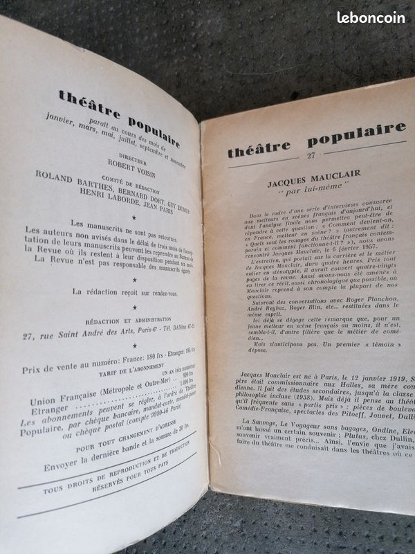Théâtre populaire, revue bimestriel n°27 de 1957 (image 3)