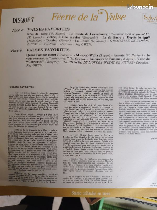 8 Disque Vinyle 33 tours Valses Romantiques. La Valse a L'opera (image 9)