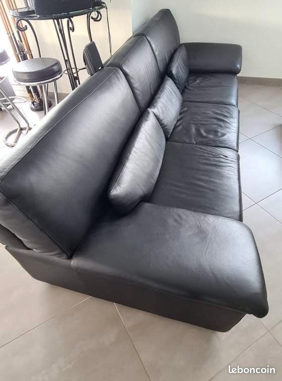 Vite vite affaire a saisir canapé 4 places noir en cuir (image 2)