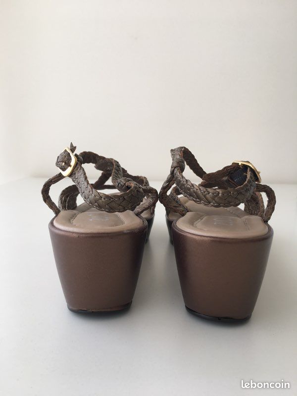 Sandales tressées Cuir Bronze 37 Neuves (image 9)
