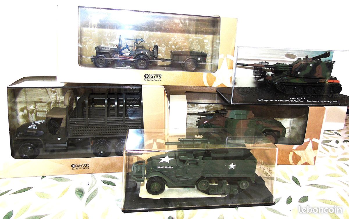 Lot De 5 Voitures Miniatures Militaires Guisval 1/43, Collection Neuve En Boîte