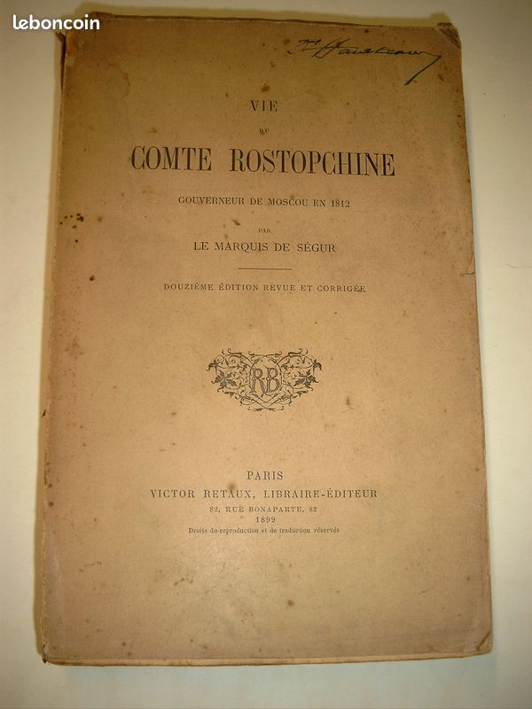 Vie du Comte Rostopchine de 1899 (image 1)