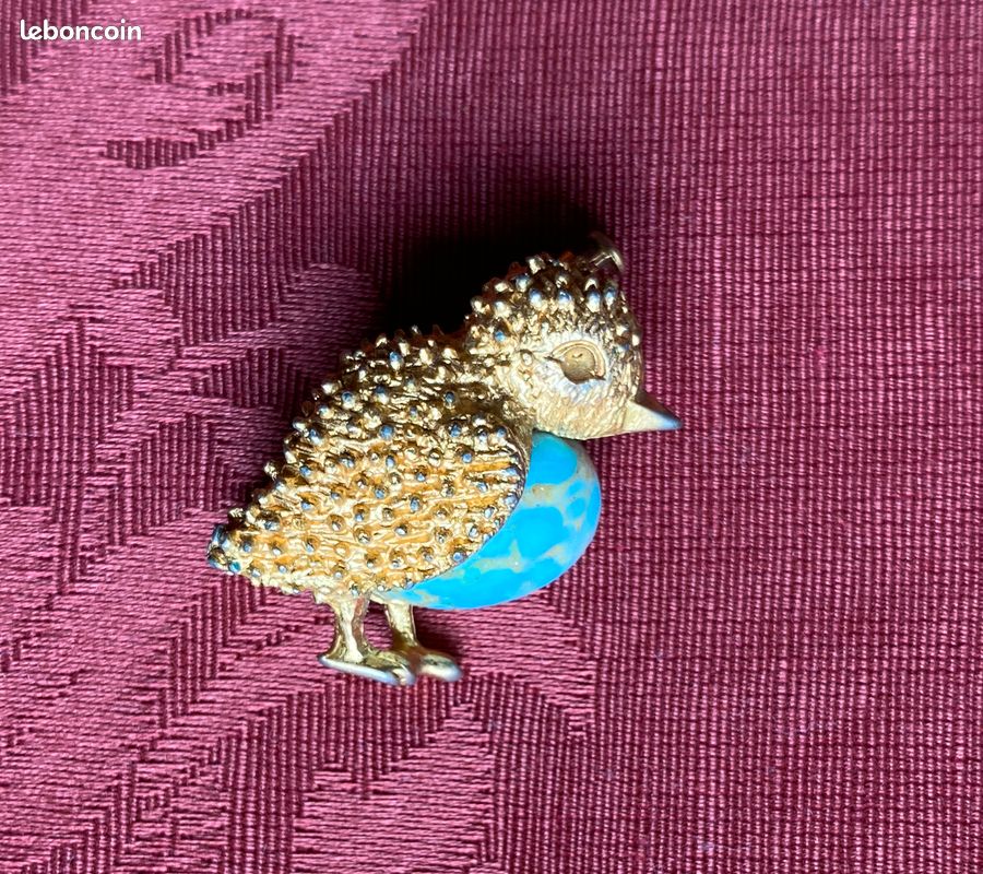 Broche Ancienne Oiseau Plaquée Or - Bijou Vintage, Occasion