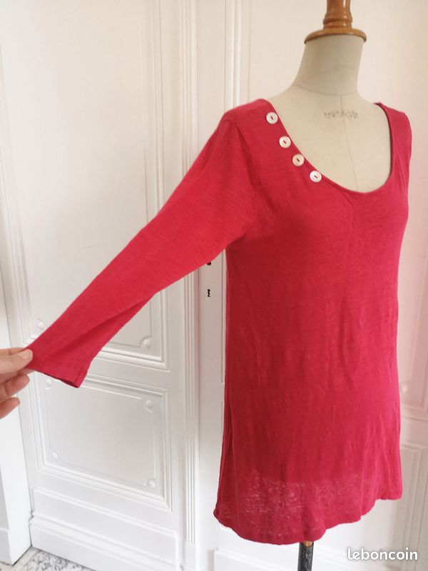 Taille 38 fr 100% lin jolie tunique rose framboise jamais portée GOzé (image 3)