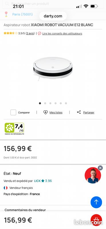 Robot Aspirateur Intelligent 3-en-1 Autonome Blanc - Nettoyage Sec et Humide Robot Aspirateur Intelligent 3-en-1 Autonome Blanc - Nettoyage Sec et Humide