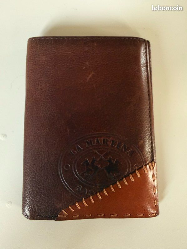Portefeuille La Martina Buenos Aires cuir marron polo argentin (image 1)