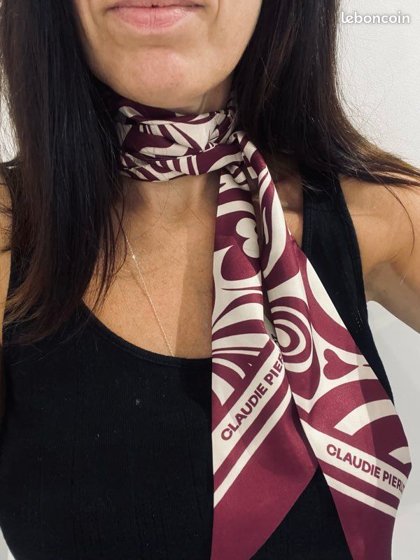 Col Foulard Claudie Pierlot - Soie Et Synthétique - Noir Et Blanc - Occasion Très Bon état