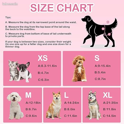Culottes Pour Chienne En Chaleur - Lot De 3 Couches Lavables Réutilisables Taille L (48-65 Cm) - Rouge, Violet, Noir - Avec Bretelles Ajustables