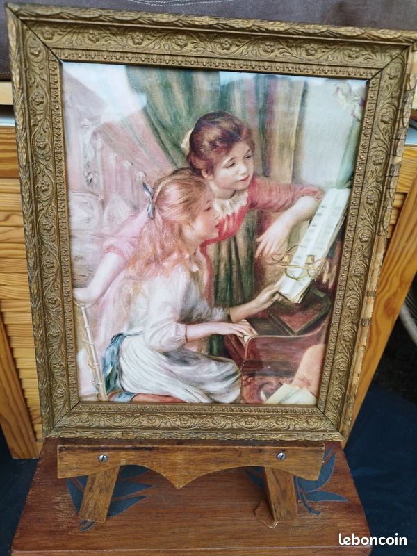Tableau papier peint encadrement doré très ancien (image 11)