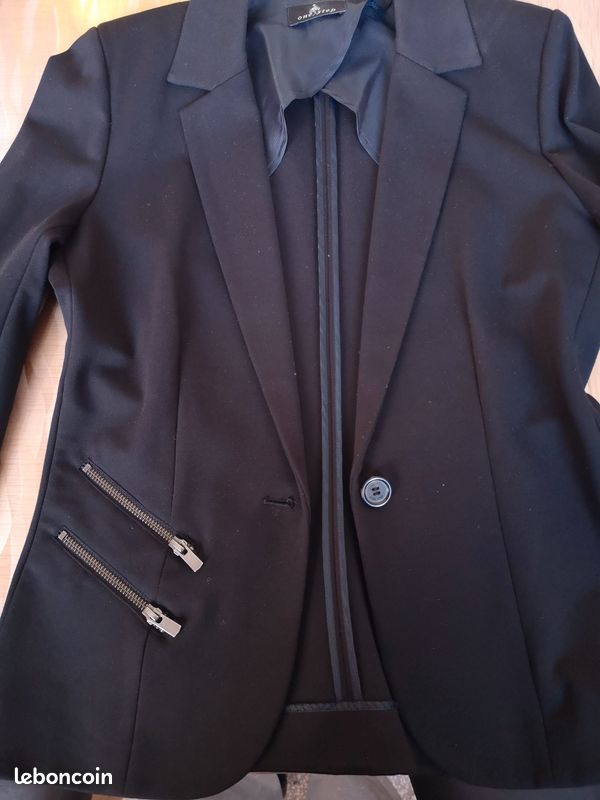 Veste Femme One Step - Taille 38 | Style Blazer Noir | 100% Coton | Comme Neuf