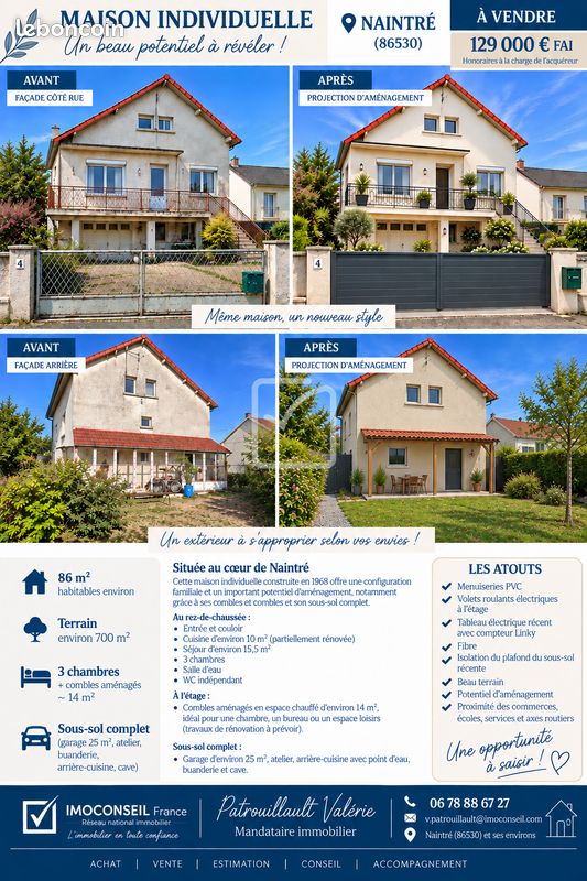 Maison 4 pièces 86 m² · à Naintré · 86 m² · 129 000 €