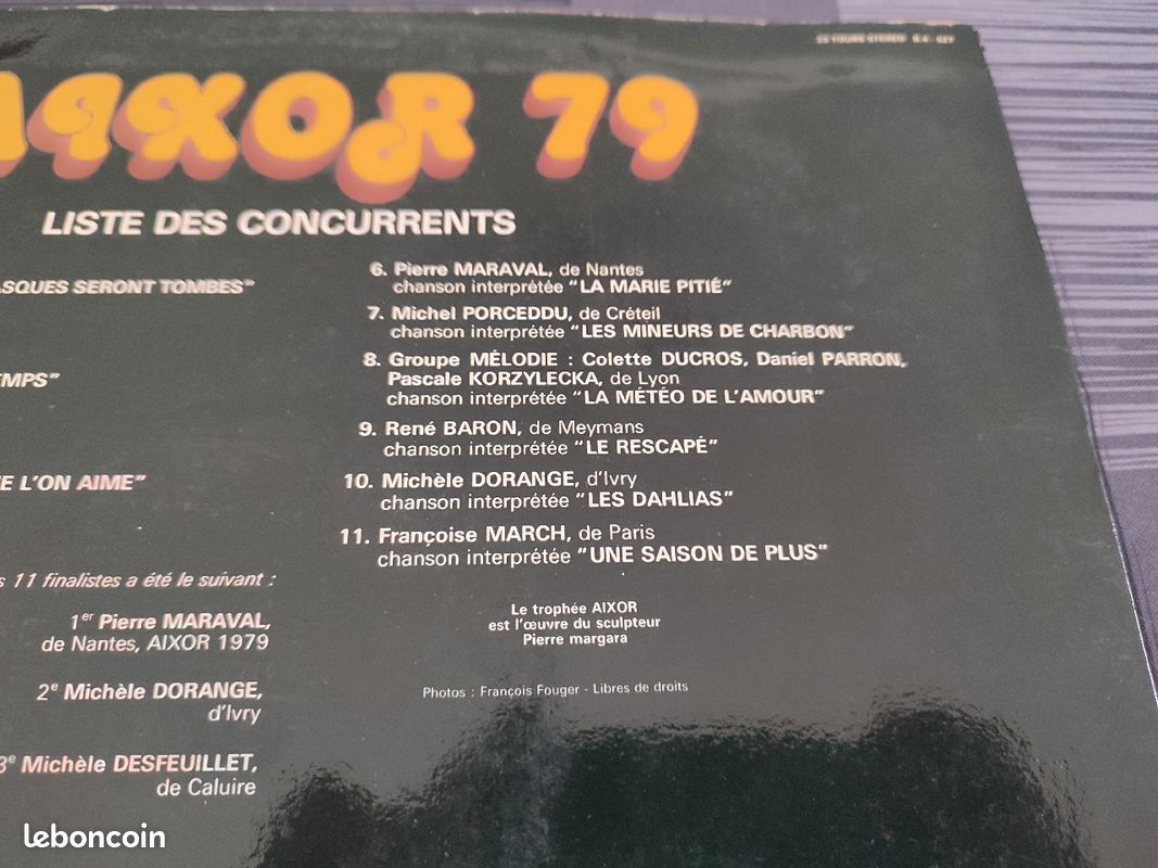 Disque Vinyl vintage - Aix'Or, finale 1979 (image 6)