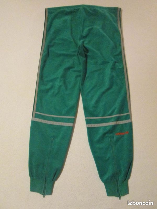 Survêtement Vintage Adidas 80's Bleu Turquoise Velours - Taille M - Rare Complet Tracksuit