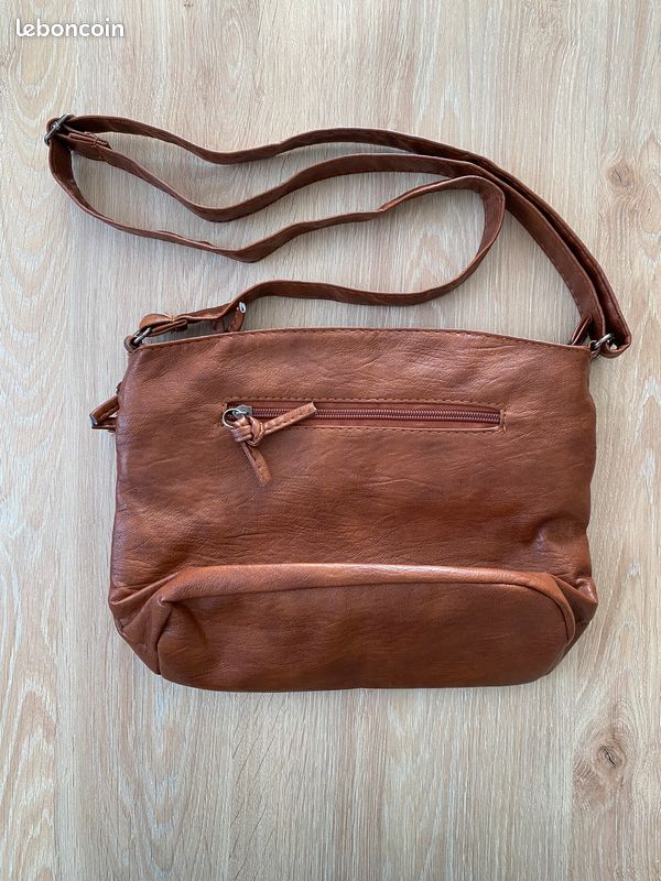 Sac à Bandoulière Marron En Simili Cuir - Style Vintage Pratique - Occasion - Sans Marque
