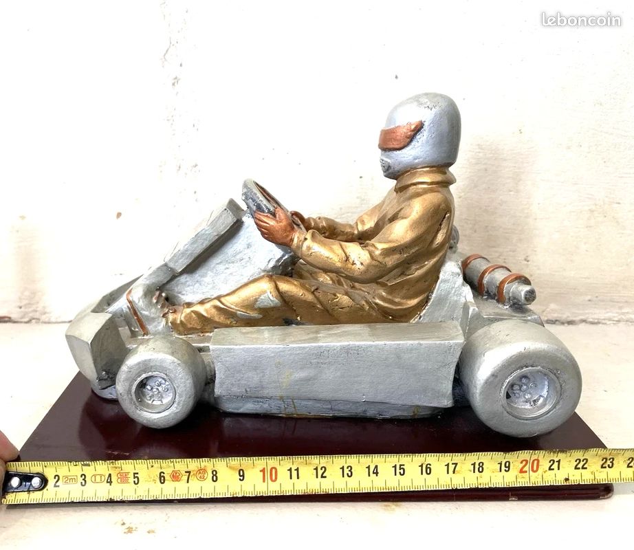 Sculpture Ancienne Karting Kart F1 Voiture Collection Décoration Vintage (image 7)