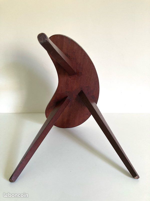 Table d’appoint Tabouret sellette bout de canapé tripode haricot pieds compas bois massif scandinave Mid Century / Vintage 50-60 (image 7)