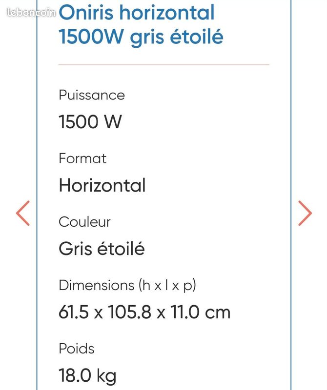 Lot de 2 radiateurs électriques Atlantic Oniris 1500W et 1000W (image 2)