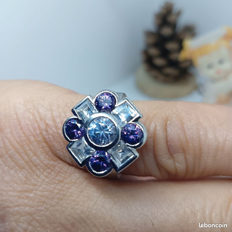 Bague en argent 925 rhodié avec zirconium (image 7)