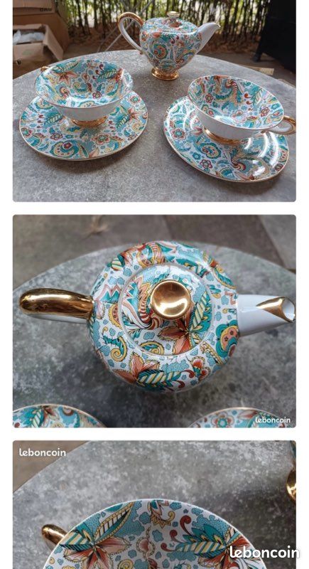 Ensemble en porcelaine bleu avec motifs (image 1)