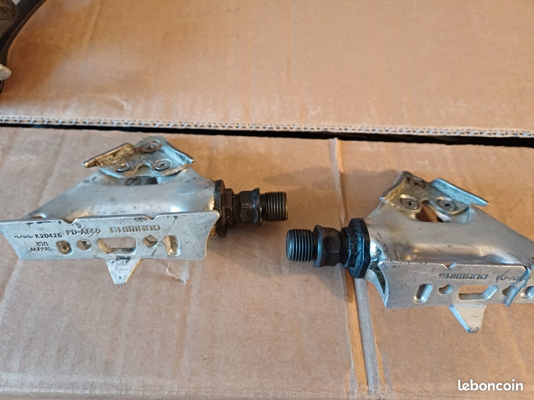 Pédales Vintage Type Campagnolo LOOK, Grises, Axe 9/16, Jeu De Cales Inclus