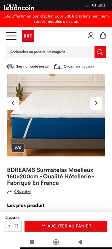 Surmatelas 160 × 200 neuf (image 1)