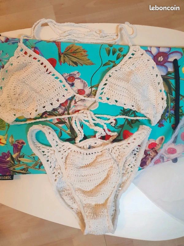 đč Maillot de Bain Bikini Crochet Dentelle - Boho Ibiza (S/M) (image 3)