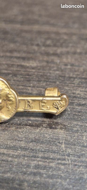 Broche Ancienne Art Nouveau – Plaqué Or Jaune, Motif Argenté