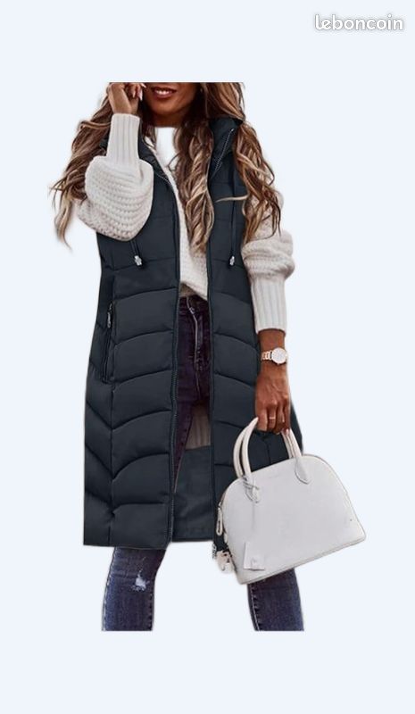 Doudoune Sans Manche Avec Gilet A Capuche Avec Doudoune Femme New - Main Image