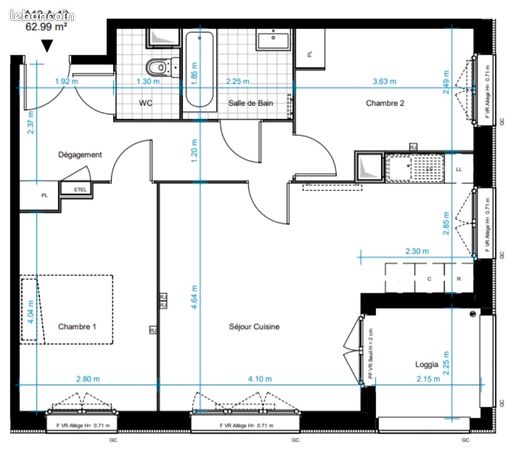 T3 Dugny 63m2+ Balcon 5m2