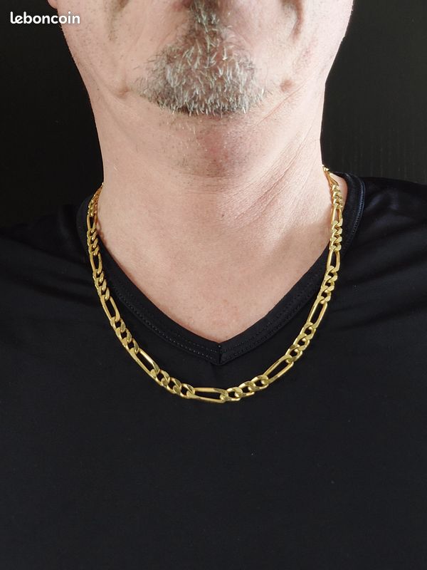 Collier Chaîne Pour Homme à Grosses Mailles Plaqué Or - Style Vintage, Occasion - Sans Marque