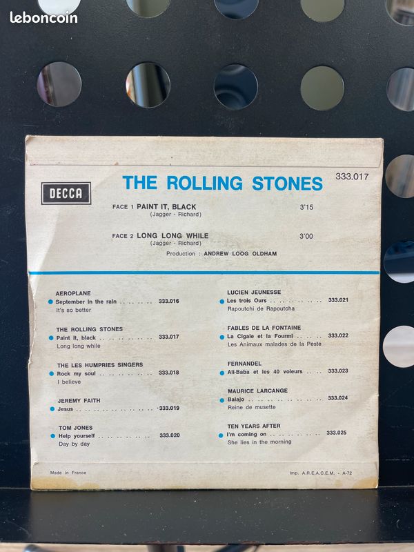 Rolling Stones 45 tours original Paint it Black 1972 (image 2)