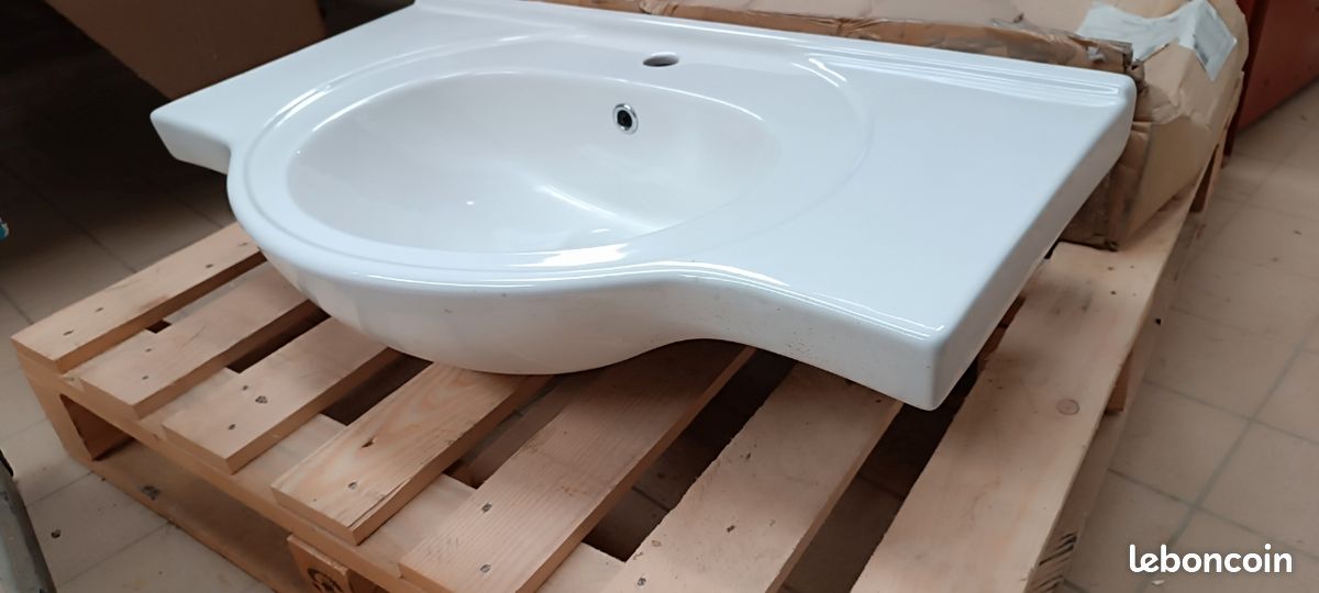 Vasque salle d'eau , évier , lavabo blanc NIMELA 80 (image 1)