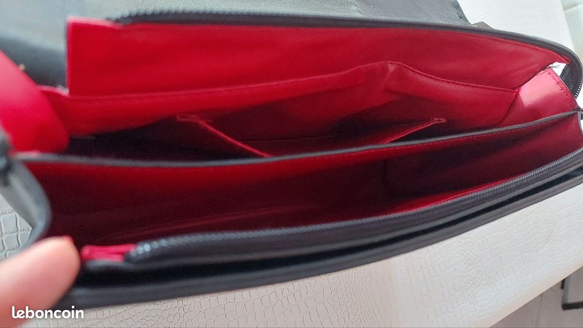 Sac noir FEMME simili cuir à bandoulières NEUF (image 6)