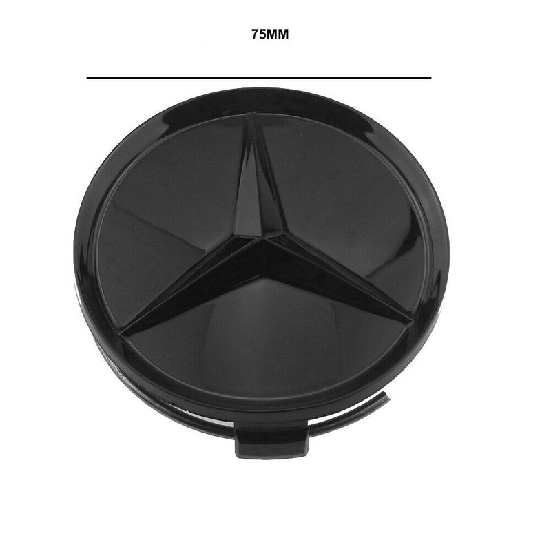 4X Logo Emblème Pour Mercedes Benz Jante Cache Moyeu Centre De Roue Noir  75mm - Équipement auto