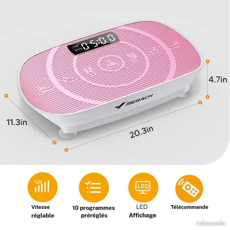 Plateforme Vibrante MERACH – 2 Moteurs 200 W, 120 Vitesses, Bluetooth, Télécommande, Max 150 Kg