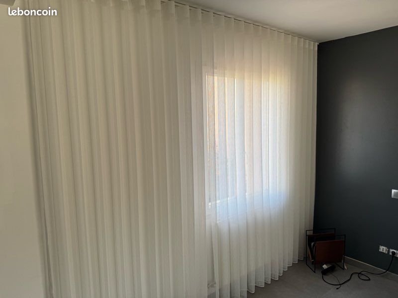 Lot De 2 Grands Rideaux Plissés Blancs - 3 Mètres Chacun - Occasion