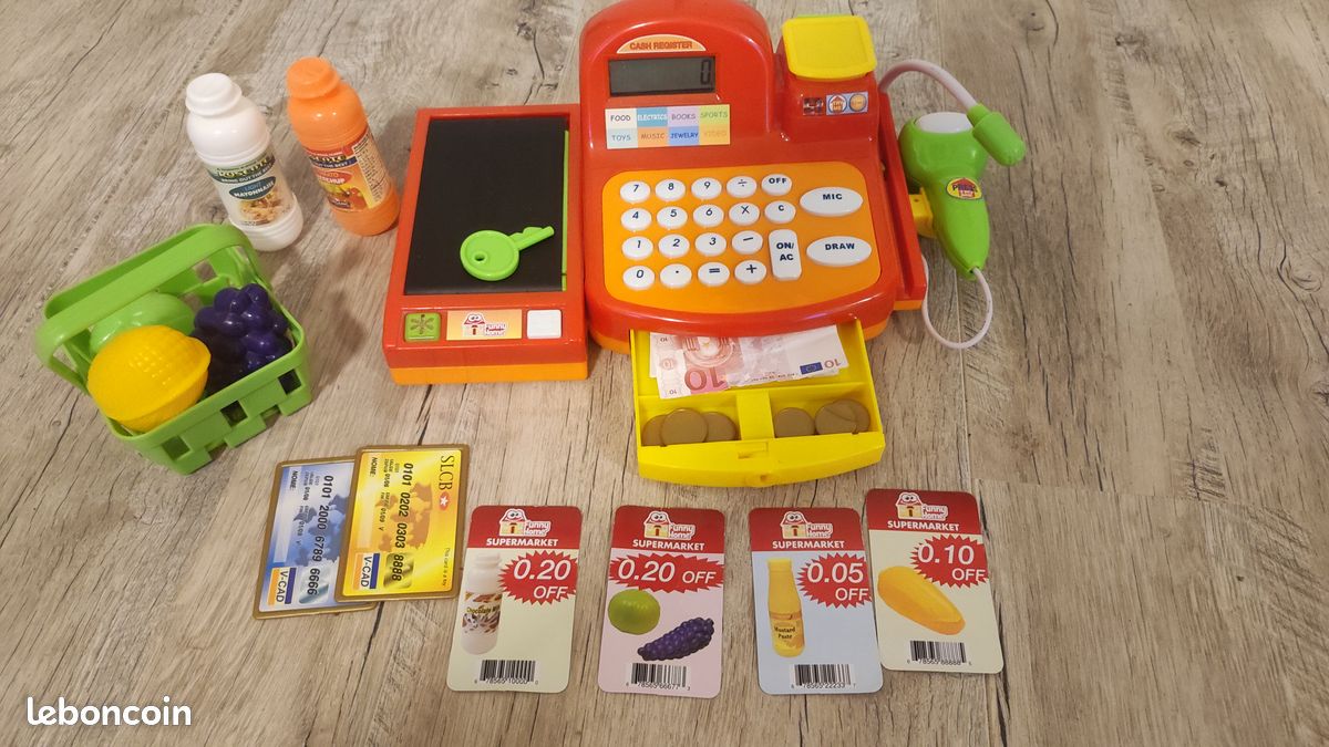 Cadeau Enfant 3 Ans Caisse Enregistreuse Jouet 35 Pièces - Cuisine Burger Café - Éducatif 3 Ans Et Plus - Avec Sons Chariot De Courses Enfant Jouet