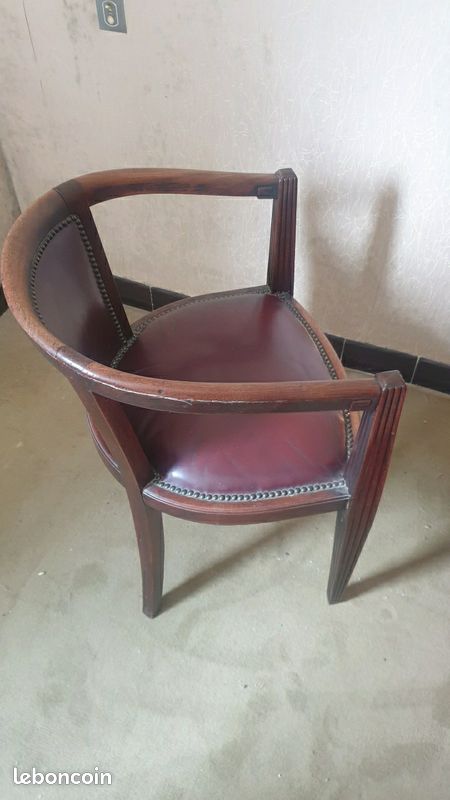 Fauteuil de bureau empire cuir et bois (image 3)