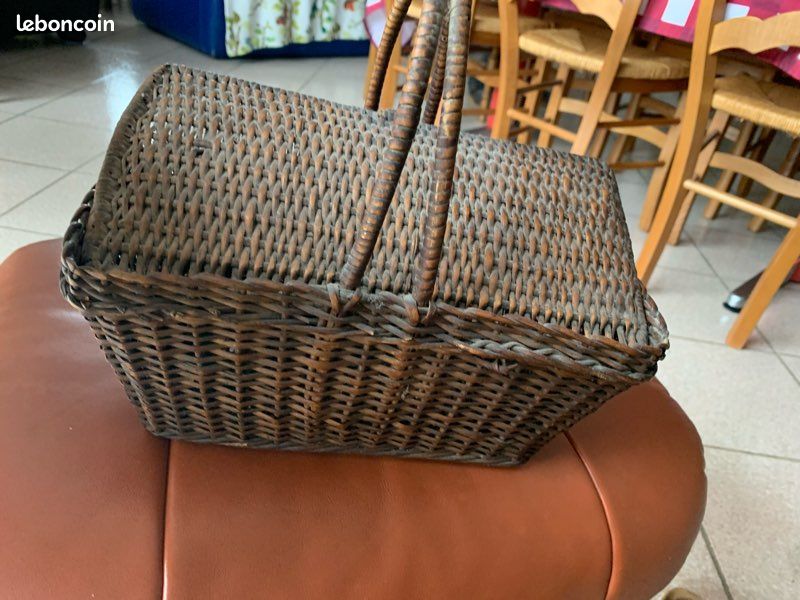 2 Anciens Paniers à Courses en Osier / Rotin - Vintage French Finds